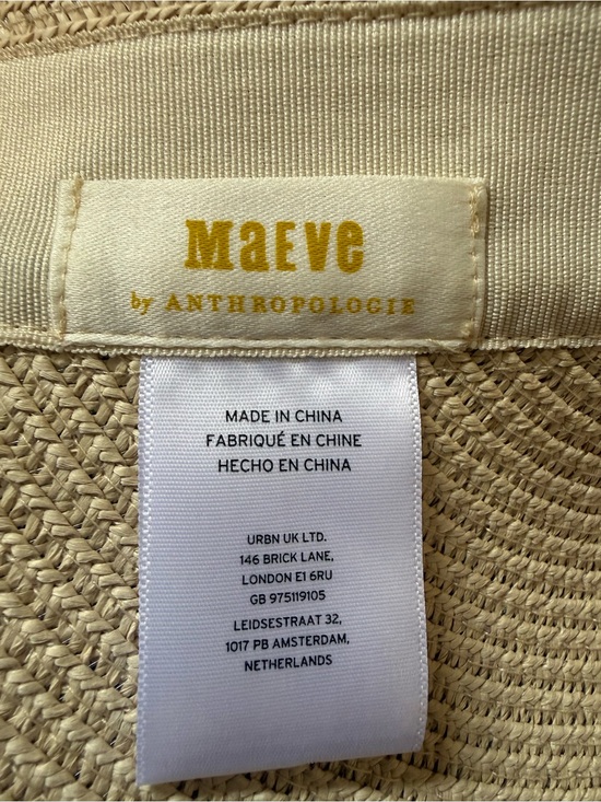 Maeve by Anthropologie Cream Straw Visor with sheer band and bow main image 4